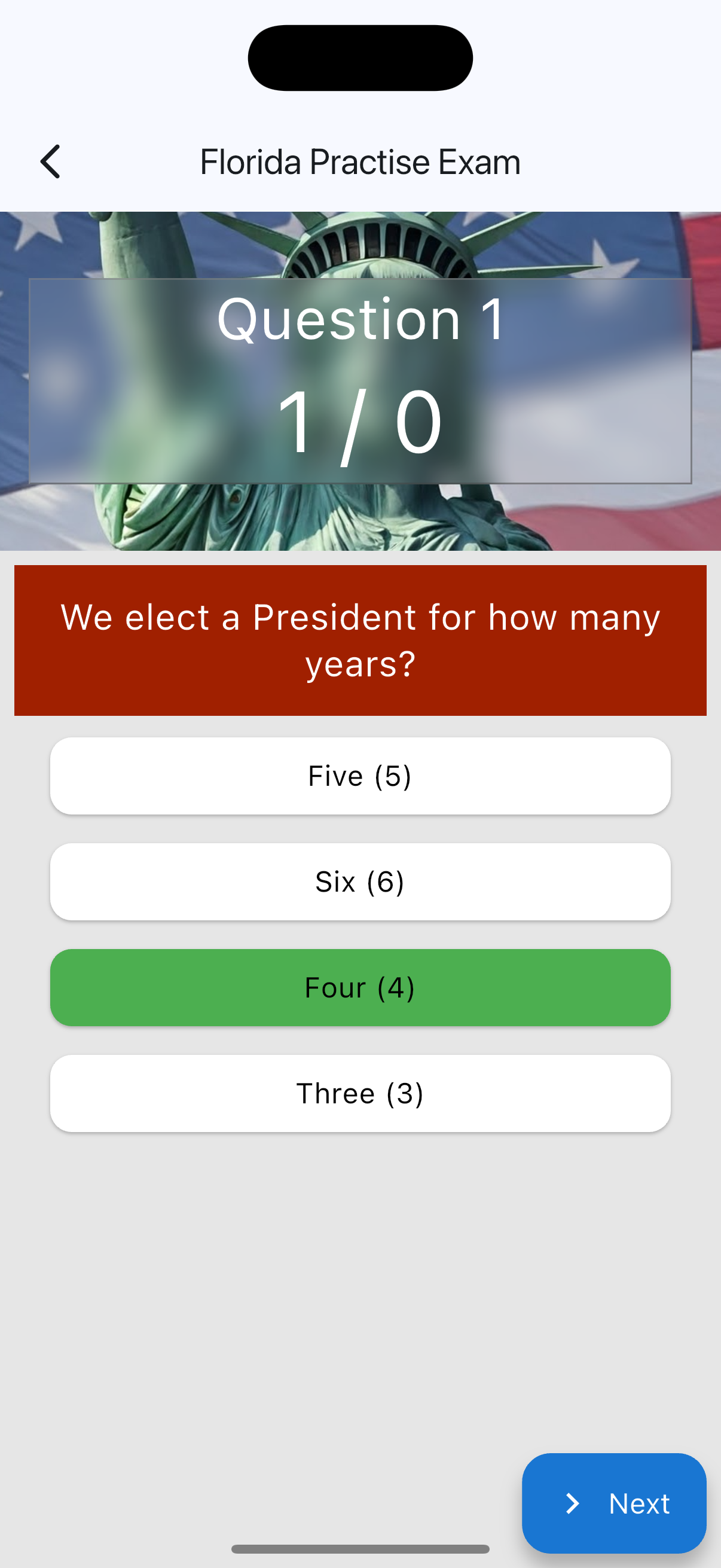 Practice Exam Screen